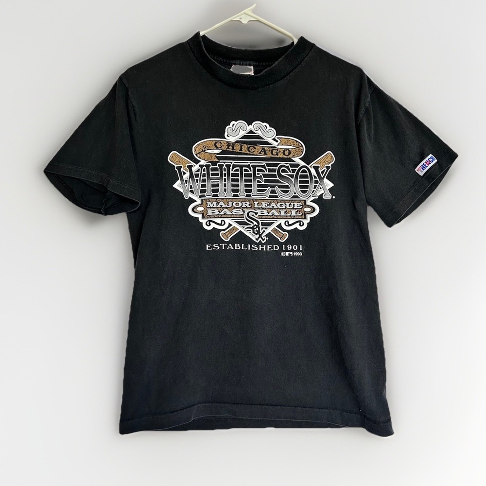Vintage 90s Chicago White Sox Baseball T-Shirt 1993 - Trench USA Made Black S/M